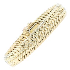 Yellow Gold Diamond Cut Double Curb Chain Bracelet, 14k Box Clasp