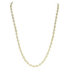 Yellow Gold Textured Puffed Mariner Link Chain Necklace, 18k Anchor