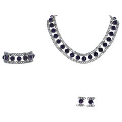 Retro Emma Melendez Amethyst Earrings, Bracelet, & Necklace Set Sterling Silver 925