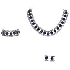 Emma Melendez Parure boucles d'oreilles, bracelet et collier en argent sterling 925 avec améthyste