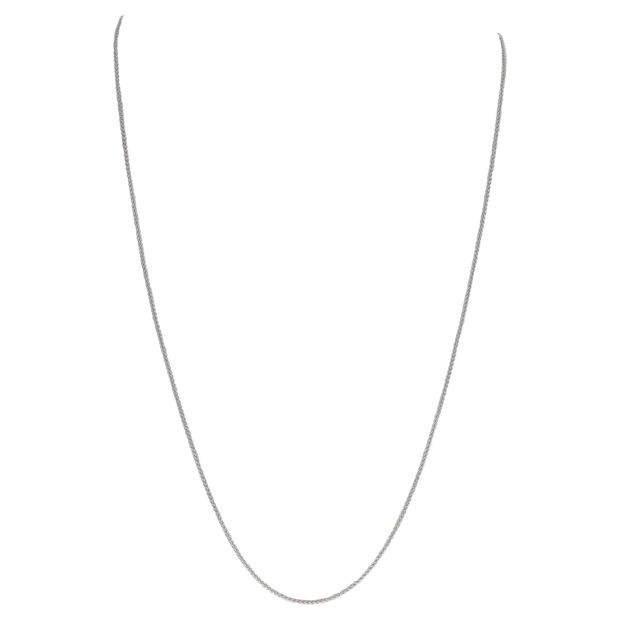 White Gold Wheat Chain Necklace, 14k Lobster Claw Clasp Women's
