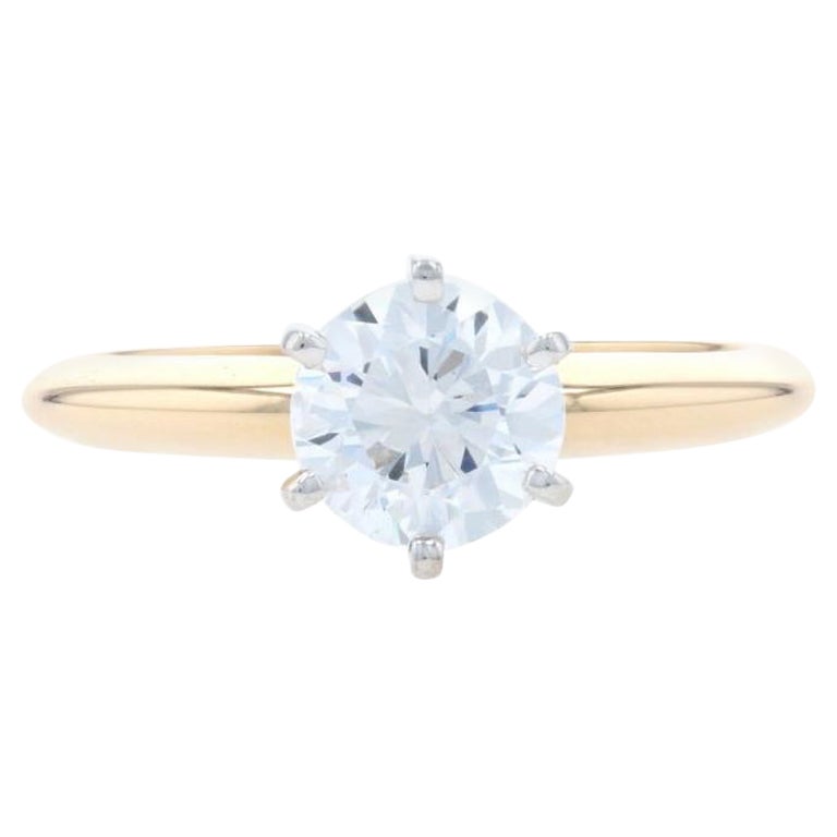 Yellow Gold Cubic Zirconia Solitaire Engagement Ring, 14k Round ...