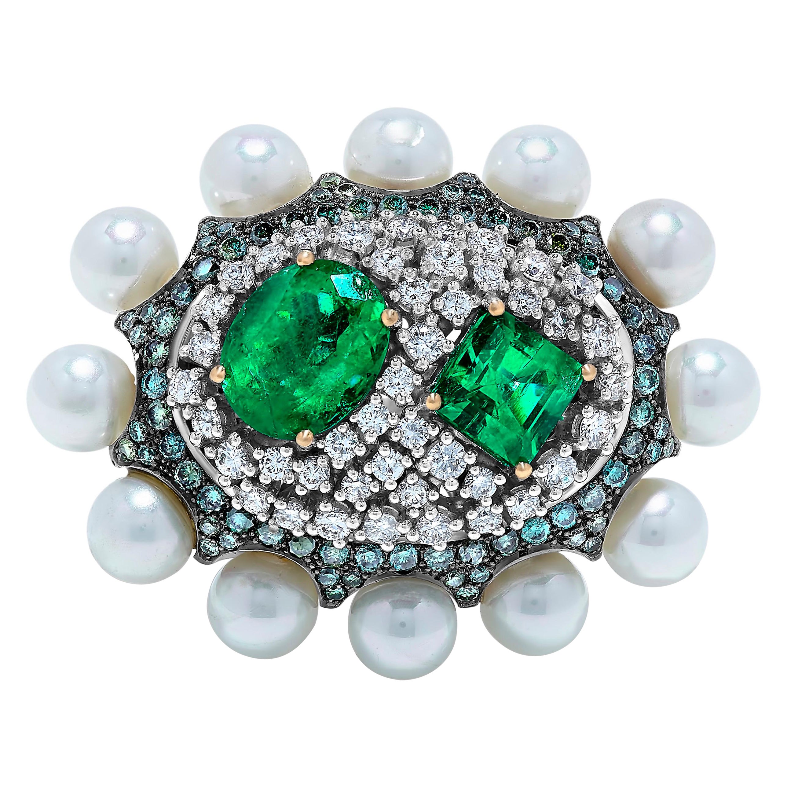Emilio Jewelry 7.50 Carat Colombian Emerald Ring For Sale
