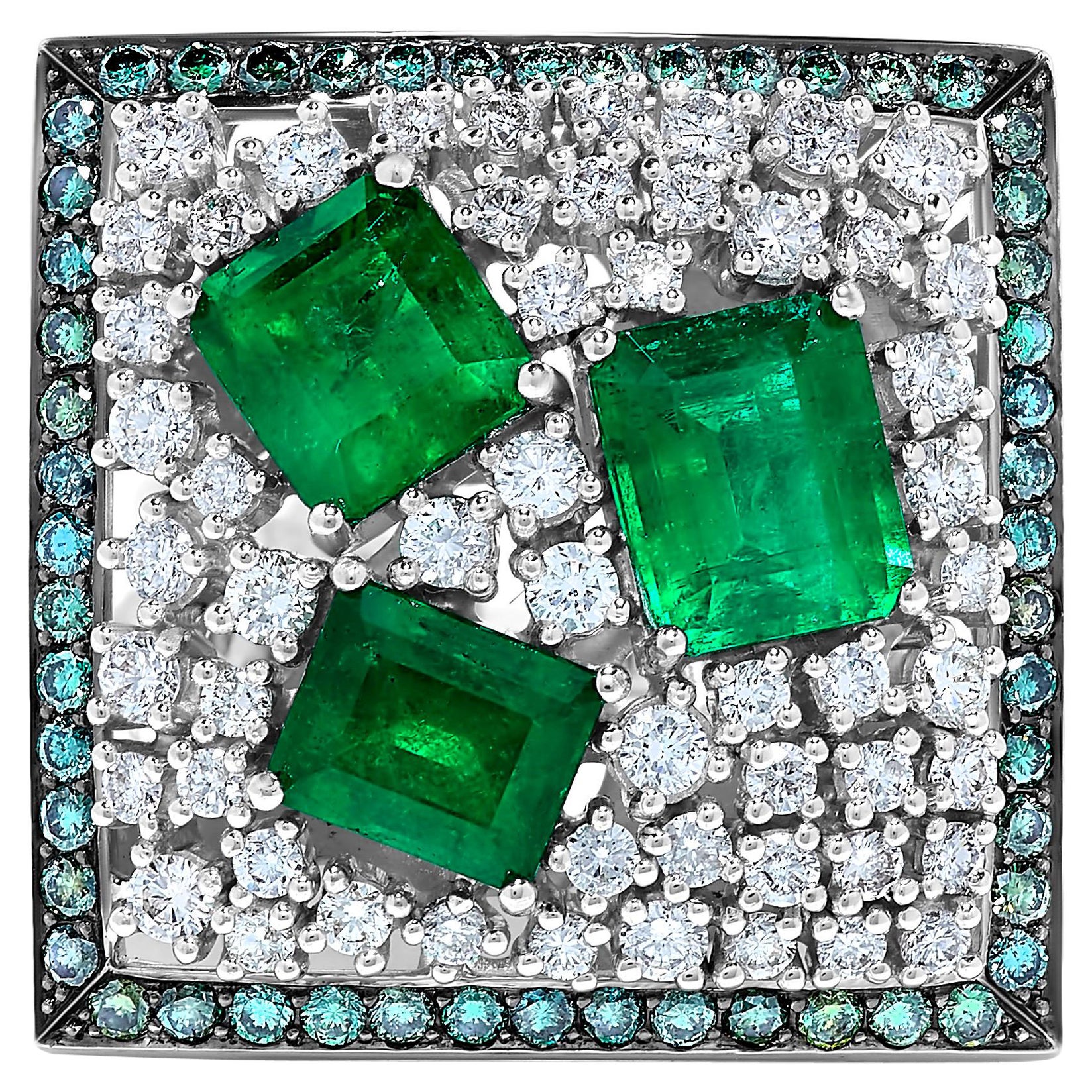 Emilio Jewelry 9.50 Carat Colombian Emerald Ring For Sale