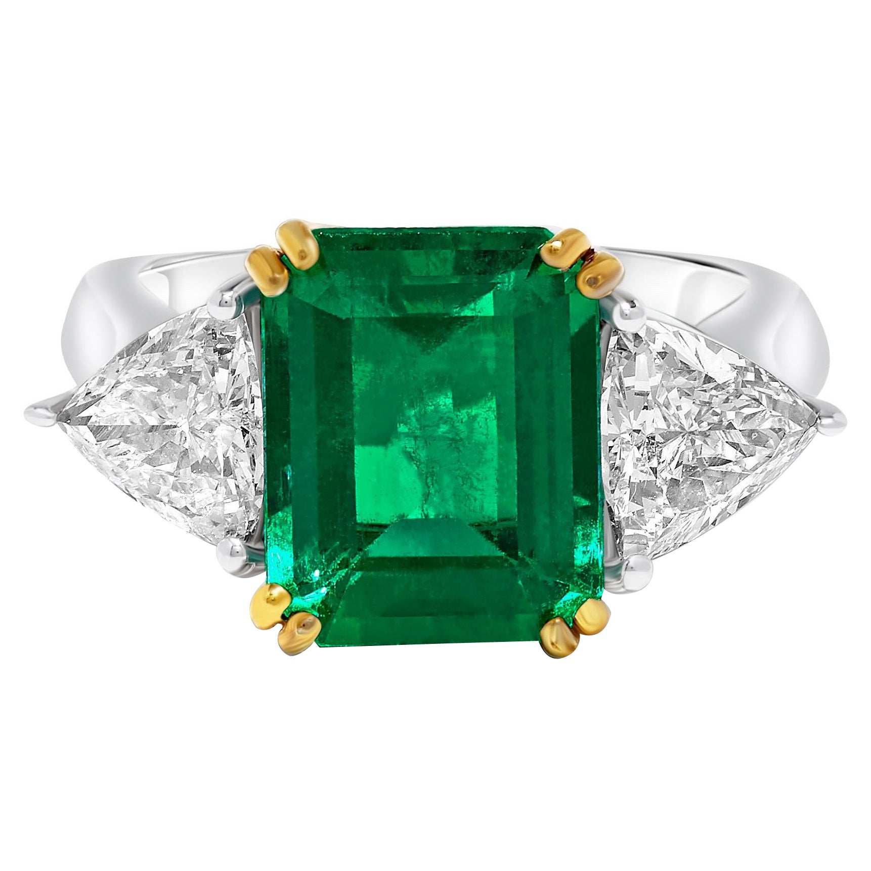 Kolumbianischer Muzo-Diamantring, leuchtend grüner, zertifizierter 6,00 Karat im Angebot