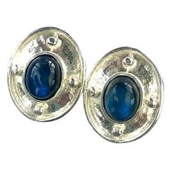 Boucles d'oreilles bleues vénitiennes de Londres - argent sterling
