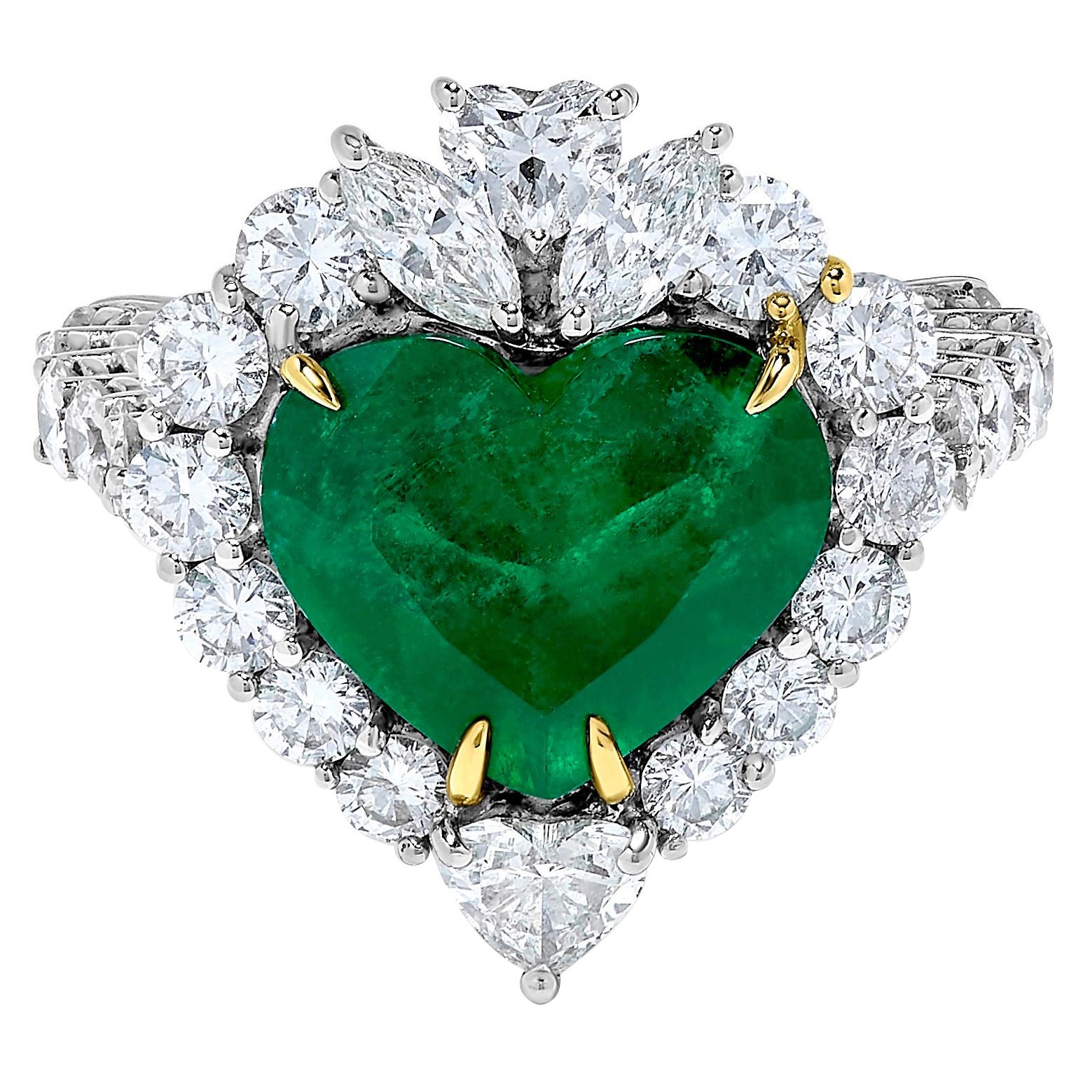 Emilio Jewelry Certified 6.00 Carat Colombian Muzo Vivid Green Diamond Ring For Sale