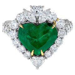 Emilio Jewelry Zertifizierter 6.00 Karat Kolumbianischer Muzo Vivid Grüner Diamant Ring