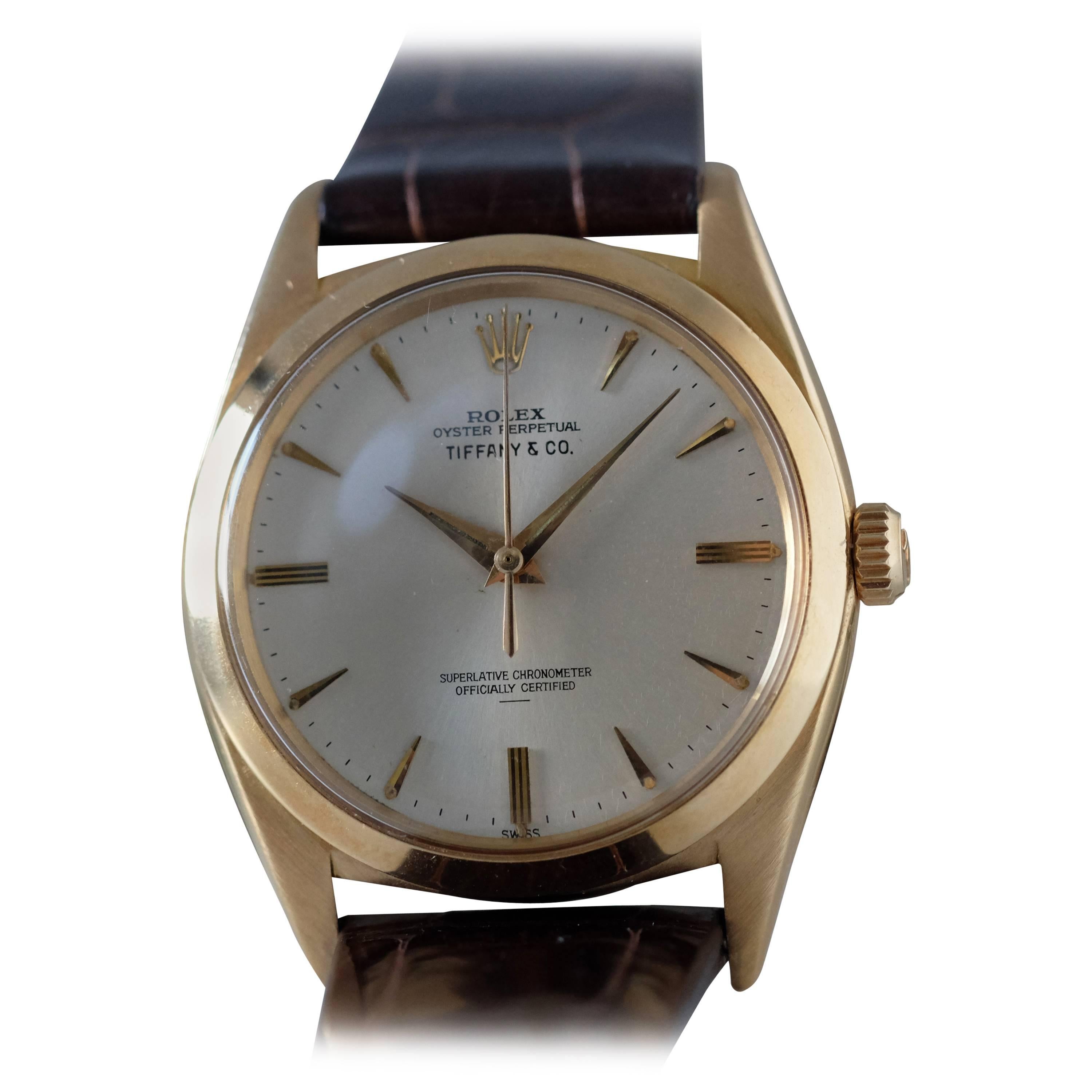 Rolex for Tiffany & Co. Yellow Gold Oyster Perpetual Wristwatch