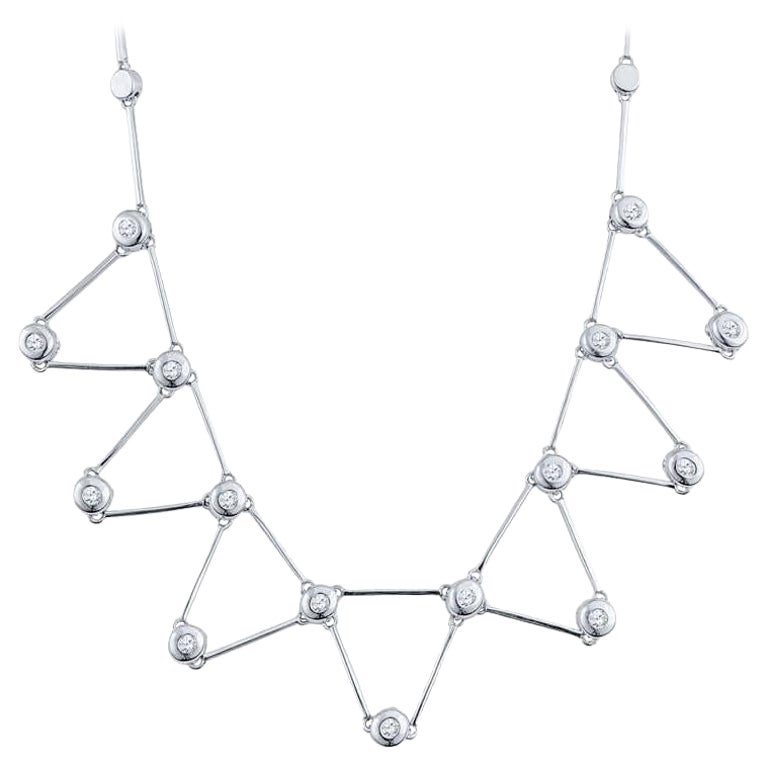 Collana geometrica con diamanti incastonati da 1,30ctw in oro bianco 14k