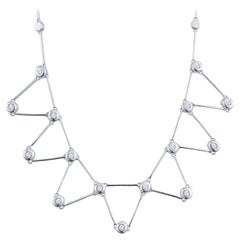 1.30ctw 14k White Gold Geometric Bezel Set Diamond Necklace