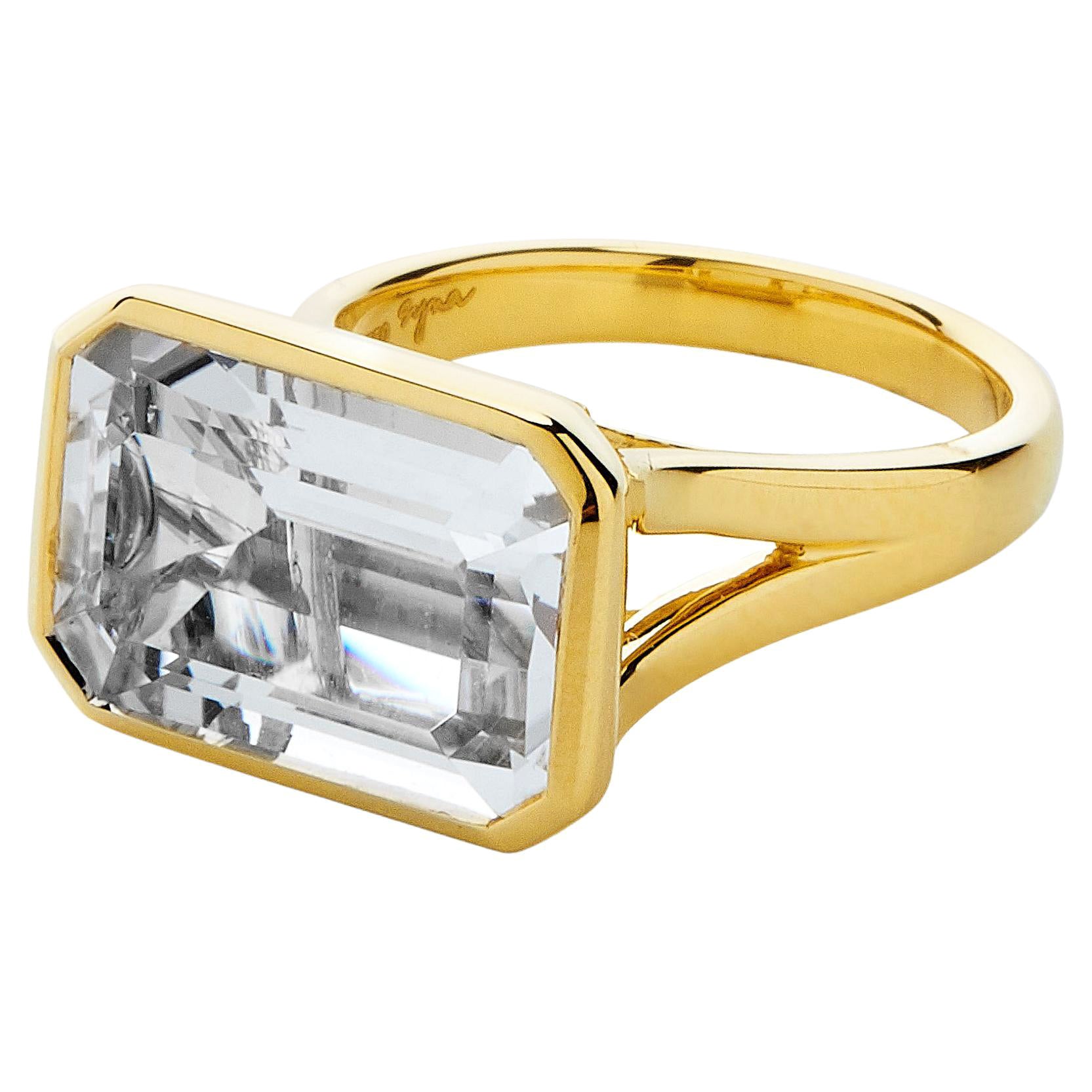 Syna Yellow Gold Mogul Ring with Rock Crystal For Sale