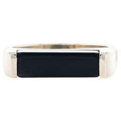 Yellow Gold Onyx Solitaire Band, 14k Stackable Ring