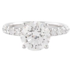 EGL Certified 2.50ct Carat Round Diamond Engagement Ring 18k White Gold