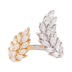 Alexander 1.87ct Diamond Feather Motif Ring 18k Yellow & White Gold