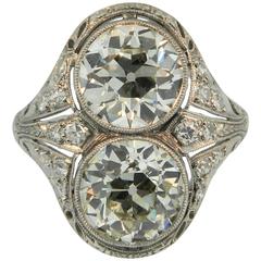 1900s Edwardian Diamond and Platinum Twin Ring
