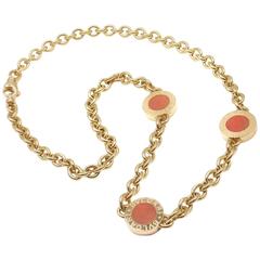 Bulgari Coral Logo Link Gold Necklace