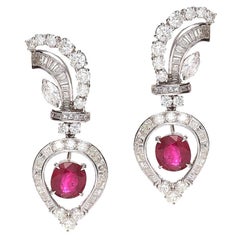 Diamond Earrings with Rubies
