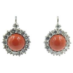 Gorgeous Coral Diamond Gold Earrings