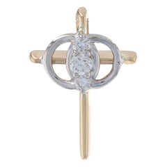 Vintage Christian Marriage Symbol Diamond Pendant Yellow Gold, 14k Round 1/8ctw Cross