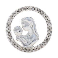 Pendentif d'éternité mère et enfant en or blanc 10 carats avec diamants de 0,25 carat, Neuf mère