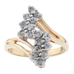 Gelbgold Diamant-Wasserfall-Bypass-Ring, 10k Rundbrillantschliff 0,50ctw