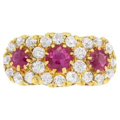 Victorian 1.20ct Ruby and Diamond Cluster Ring, c.1880s