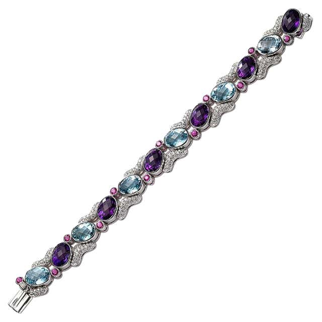 Sapphire and Diamond Bezel Set Bolo Bracelet For Sale at 1stDibs | blue ...