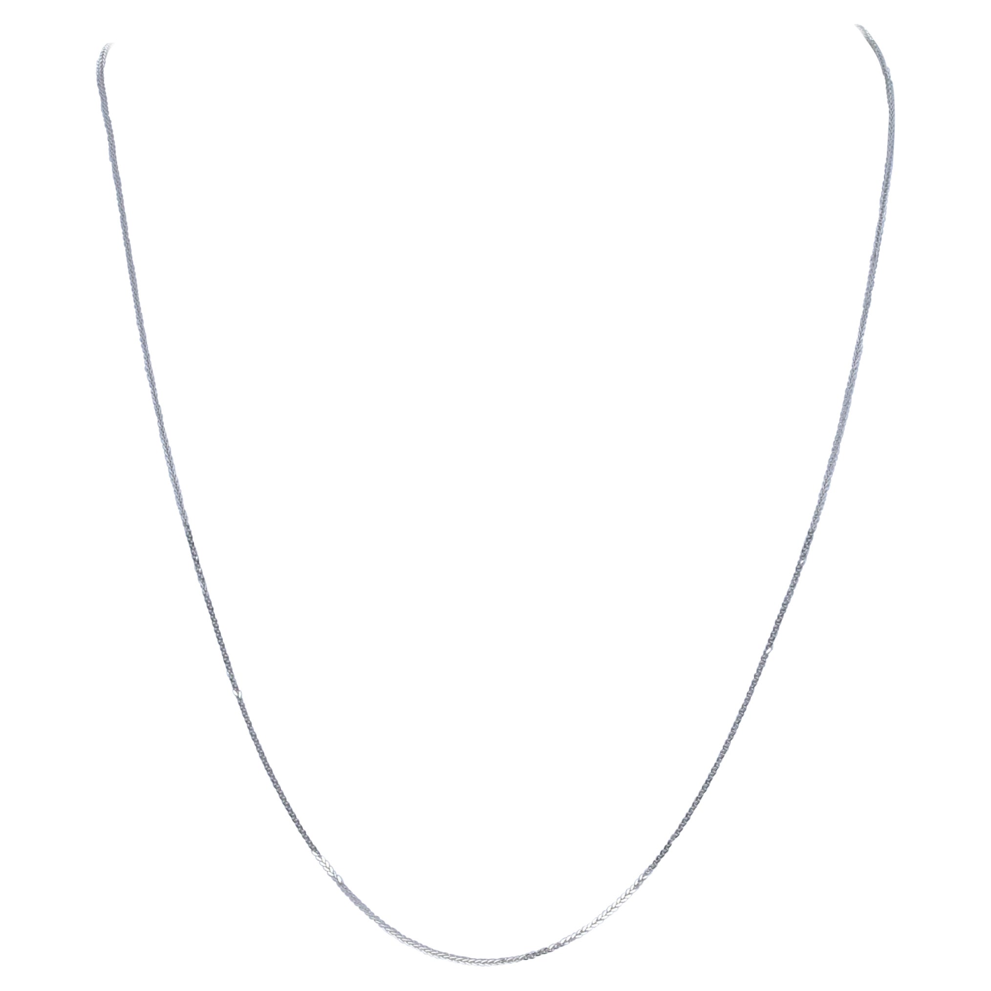 White Gold Diamond Cut Squared Wheat Chain Necklace, 14k Lobster Claw Clasp