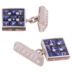 Tiffany & Co. Sapphire Diamond Platinum Cufflinks
