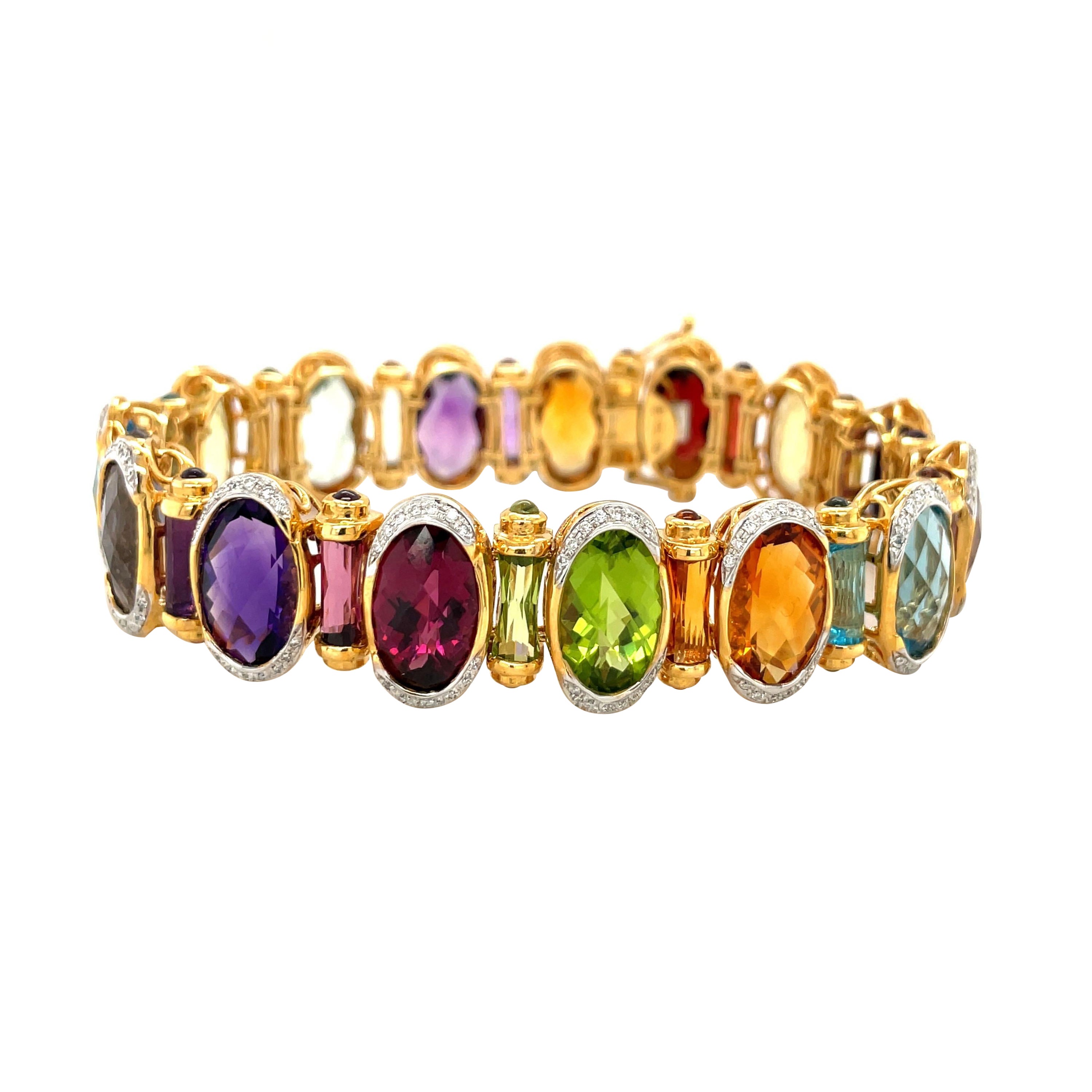 Bracelet en or jaune 18KT 51.55CT Semi-Precious 0.72Ct Diamond