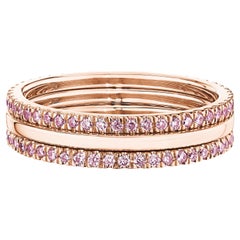 Natural Fancy Pink Diamond Eternity Band Set in 18K Rose Gold