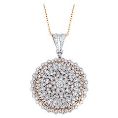 Diamond Circle Pendant, 3.56 Ct. E Color VS Clarity 18Karat Gold Necklace