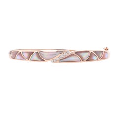 Kabana Mother of Pearl & Diamond Bangle Bracelet Rose Gold 14k Rnd .12ctw