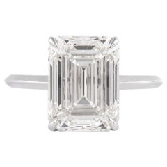 Alexander GIA 5.22 Carat Emerald Cut Diamond Solitaire Ring 18 Karat White Gold