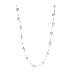 Collier de perles d'eau douce, chaîne câble en or blanc 14 carats
