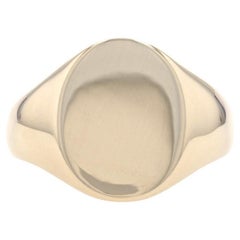 Yellow Gold Signet Men's Ring, 10k Engravable Oval