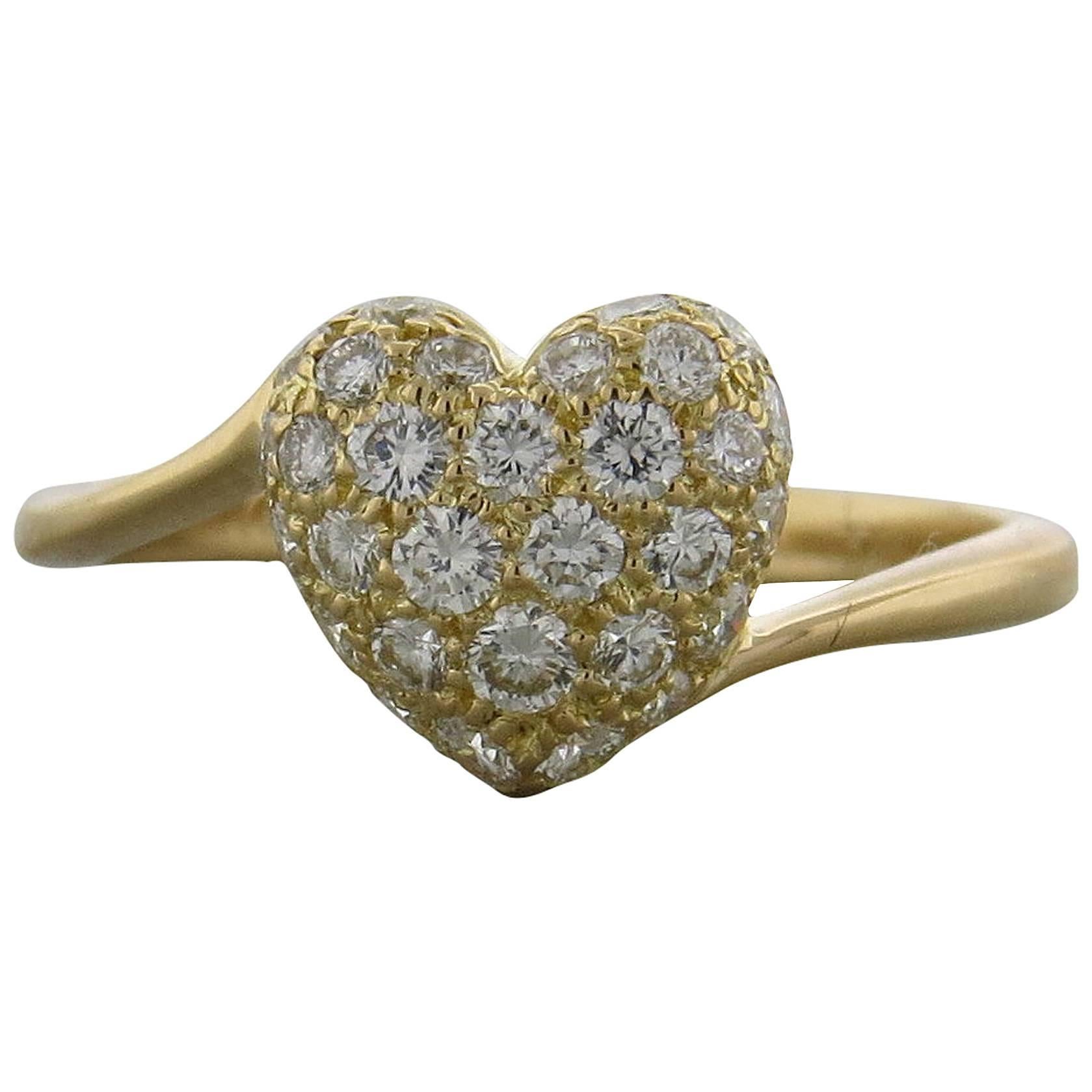 Cartier France Diamond Gold Heart Ring 