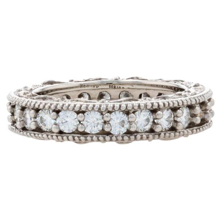 White Gold Moissanite Eternity Wedding Band, 14k Round 1.40ctw Ring For ...