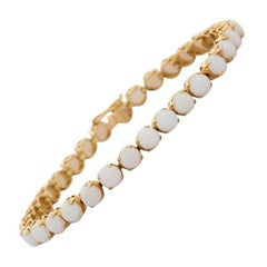 18K Yellow Gold Round Cut Opal Tennis Bracelet