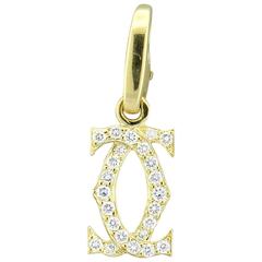 Cartier Signature C Diamond Gold Charm Pendant 