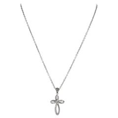 New Andrea Candela Cross Pendant Chain Diamonds Sterling Silver ACP257/10