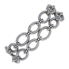 Retro New Candela Bracelet, Sterling Silver Chunky 2-Chain Magnetic Clasp