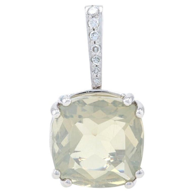 Brazilian Fire Opal & Diamond Pendant, 14k White Gold 3.20ctw For Sale
