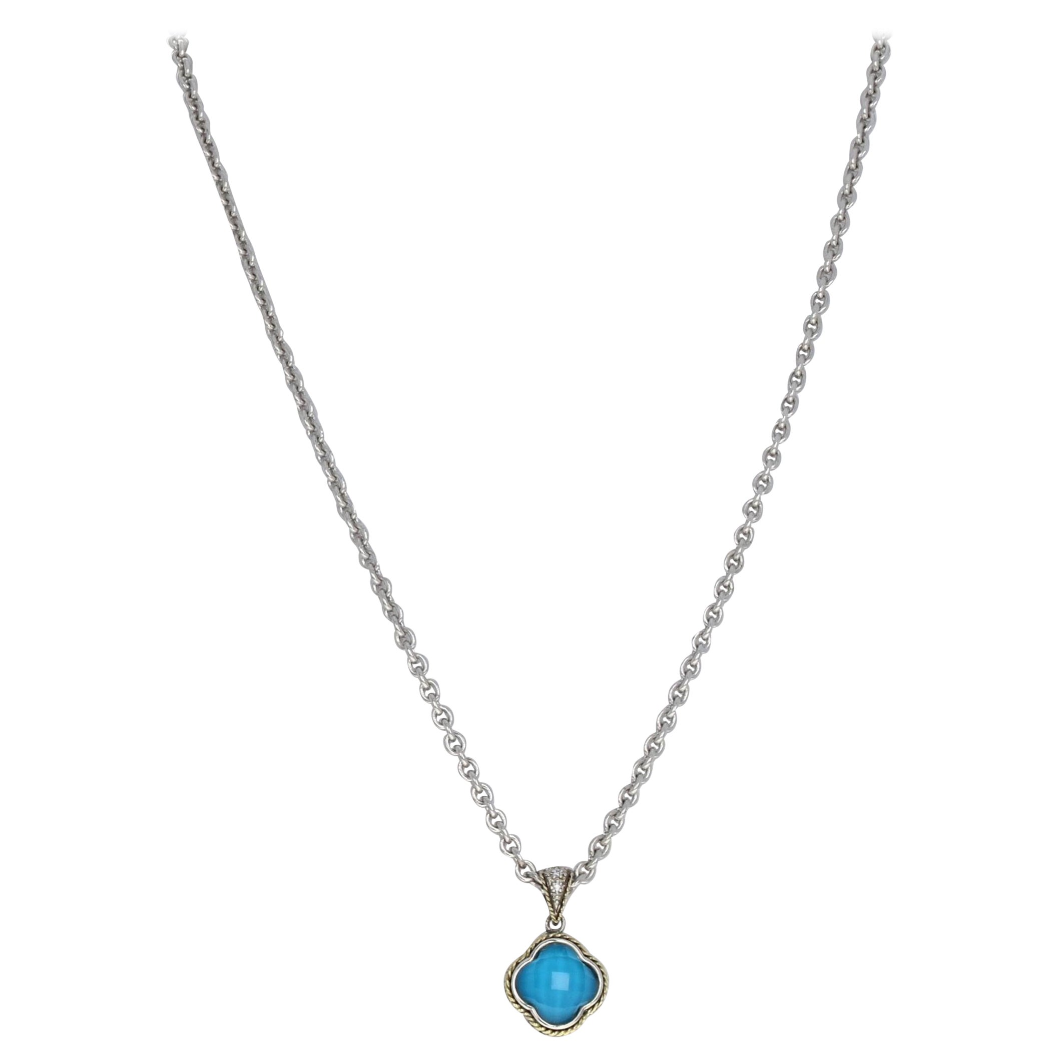 Candela Turquoise Doublet Pendant Chain Sterling Silver 18k Gold ...