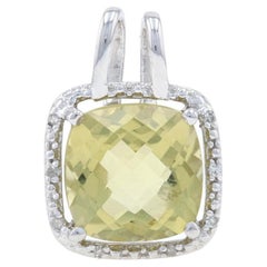 Yellow Citrine Halo Pendant, 14k White Gold 3.34ctw