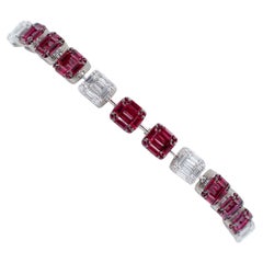 Rubies, Diamonds, 18 Karat White Gold Modern Bracelet