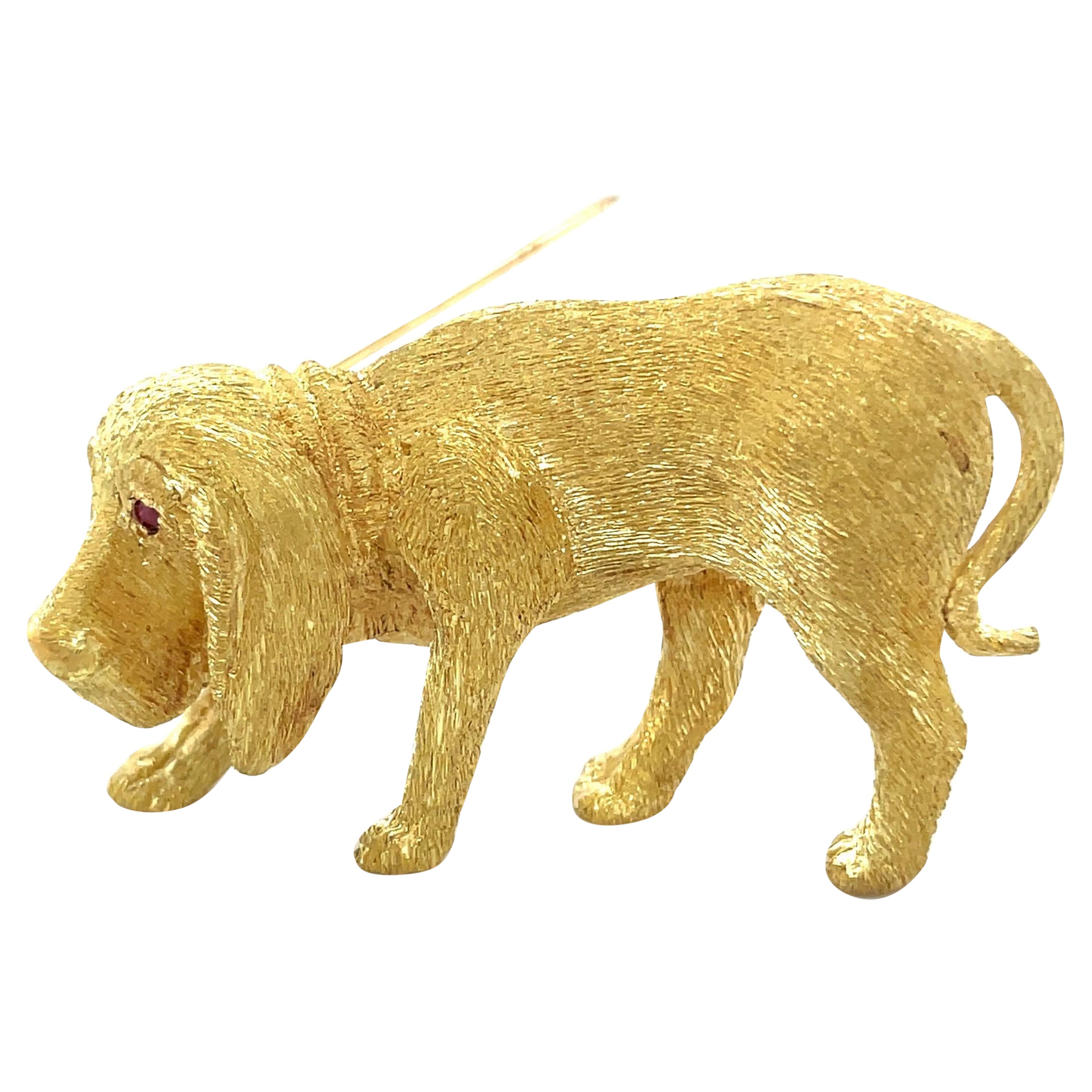 George Lederman 18KT Yellow Gold Bloodhound Brooch
