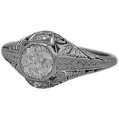Art Deco 0.65 Carat Diamond Platinum Engagement Ring