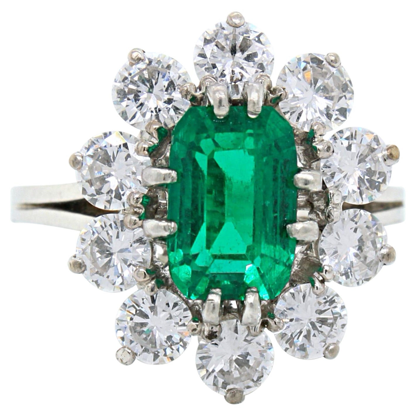 Esmeralda colombina 'Minor-Oil', 1,88 ct, y anillo de diamantes, Francia en venta
